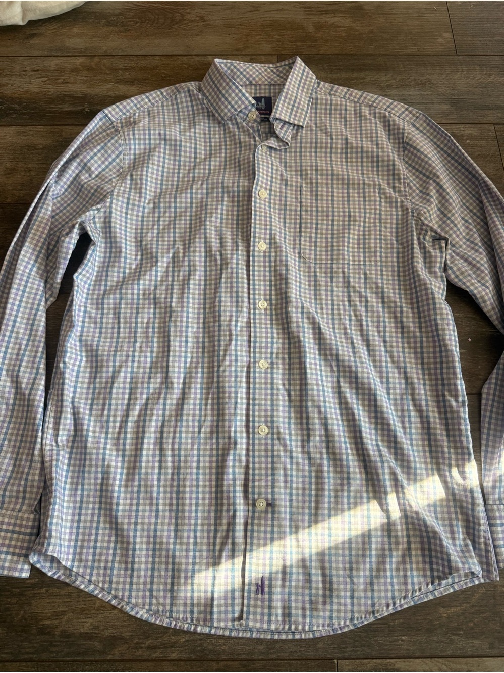 Johnnie-O Men's Check Button-Down Shirt - Light Blue & White medium